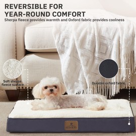 Bedfolks Orthopedic Dog Bed for Small Dogs - Egg Foam Dog Crate Bed with Removable Waterproof Cover, Pet Bed Mat Suitable for Dogs and Pets Up to 20 lbs (24 x 16 x 3 inches, Grey)