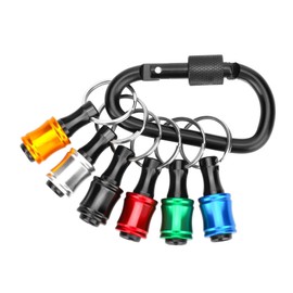 Bit Holder Key Chain, 6Pcs 1/4 Hex Shank Screwdriver Impact Driver Drill Bits Holder Keychain Organizer Adapter Extension Bar Quick Release Change, Storage Gift(With Black Carabiner)