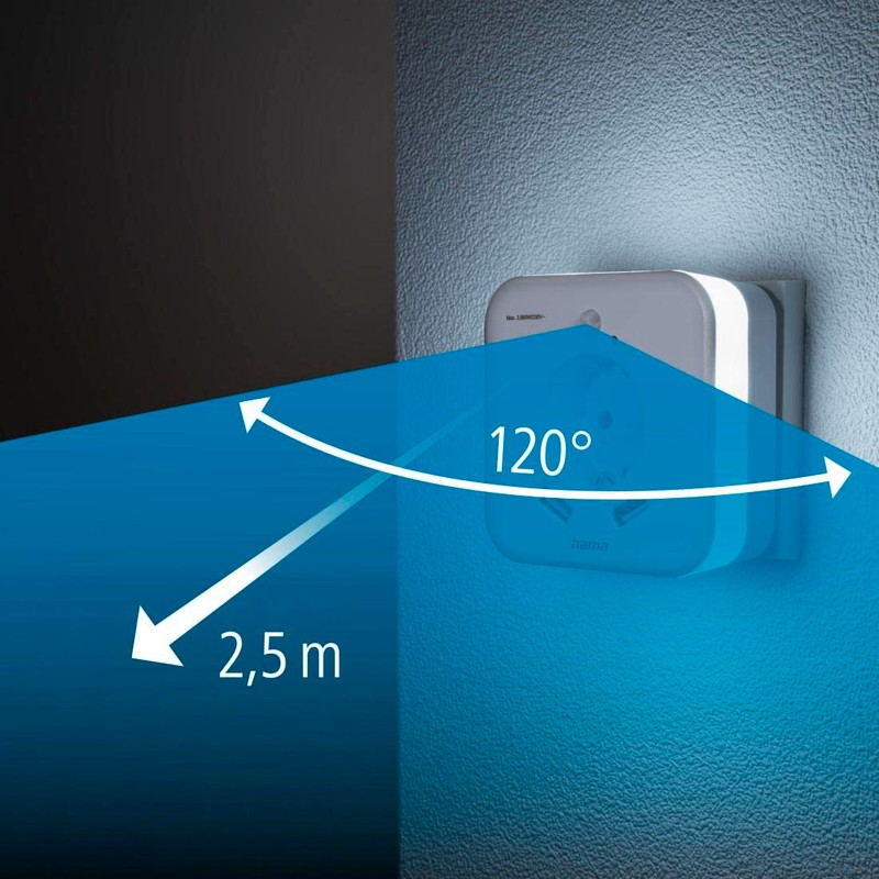 Hama LED Night Light with Socket, 2 USB A Outputs,