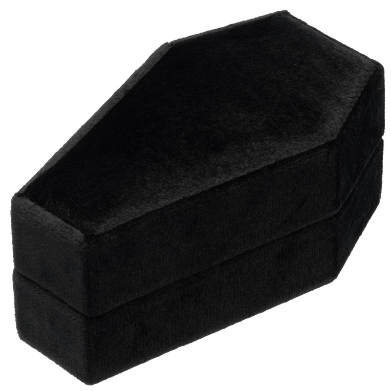 POKOFO Velvet Coffin Ring Box Case Holder for Gothic Wedding