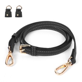 Jiusely Handbag Strap Crossbody - Black Leather Adjustable Replacement for Mini Bags, Longchamp, and Women's Handbags