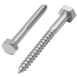 5/16" x 4" Hex Head Lag Screws, 304 Stainless Steel 18-8, Partially Threaded, Pack of 5 - Heavy Duty Wood Screws by IMSCREWS