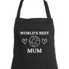 Second Ave Women's World's Best Mum Black Apron Baking Cooking