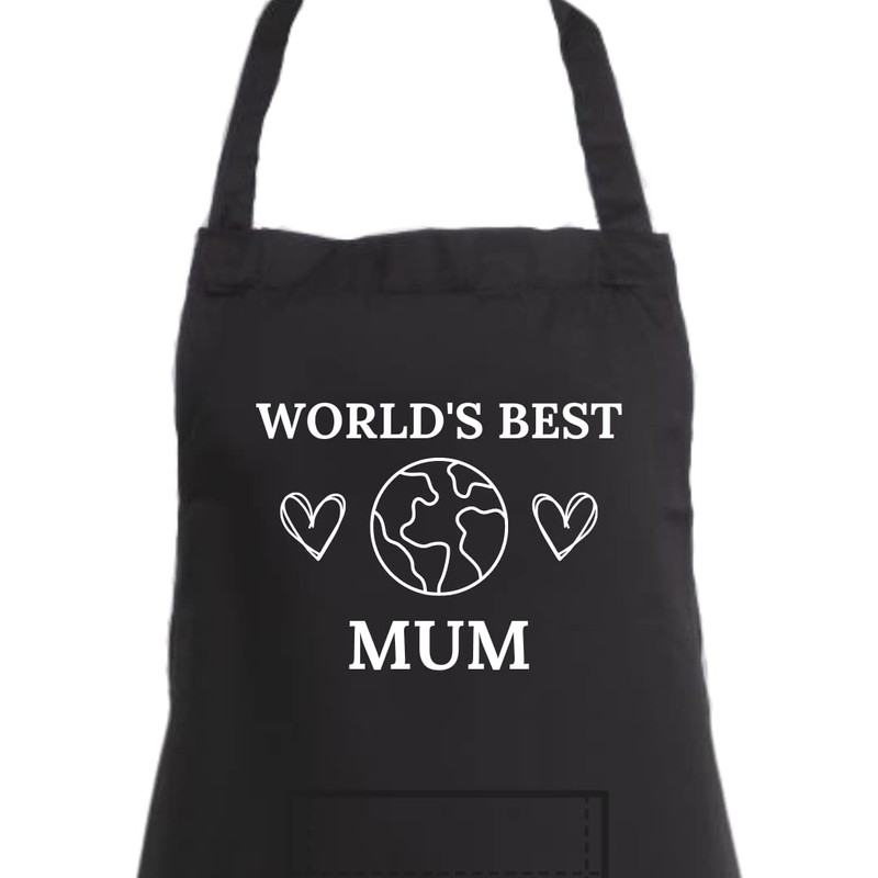 Second Ave Women's World's Best Mum Black Apron Baking Cooking