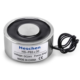 Heschen Electromagnet Magnet Solenoid P65/30, OD: 65mm, DC 24V, 80Kg/176 lb