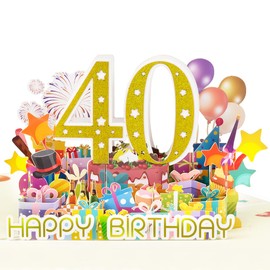CNLITIHEKA 40th Birthday Card for Women Men, 3D Pop Up 40th Birthday Gifts Cards for Wife Husband, Happy 40th Birthday Card for 40 Year Old Mom Dad.