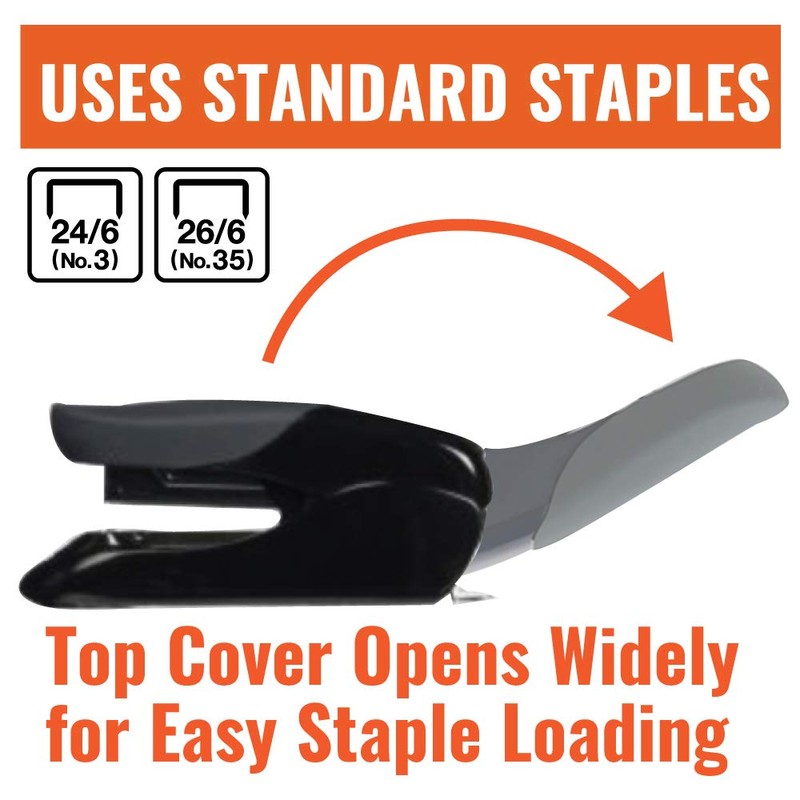 Max USA Easy Grip Heavy Duty Desk Stapler (HD-50F Black)