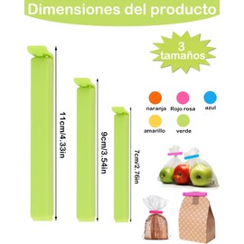36 Pinzas Para Bolsas De Alimentos, Clips Para Bolsas De Alimentos, 3 Tamaños (7cm, 9cm, 11cm), Ideal Para Todo Tipo De Necesidades En Actividades Como El Hogar, La Oficina o El Camping
