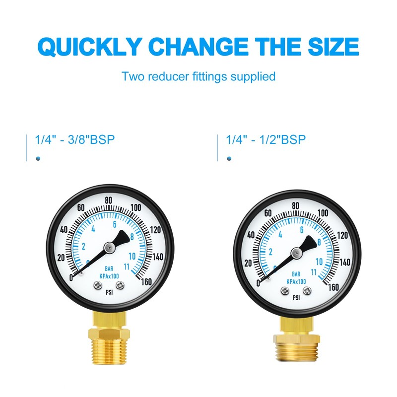 ERGAOBOY 0-11 Bar (0-160 Psi) 2" Dial Face 1/4" BSP