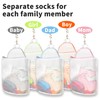 5Pcs Hanging Laundry Bags for Socks with S Hooks,12 X