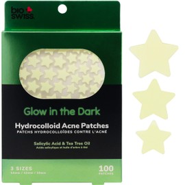 BioSwiss Pimple Patches, Glow in the Dark Patch for Zits and Blemishes, Hydrocolloid Spot Stickers for Face and Skin, 100 Count