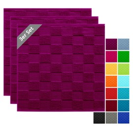 Lashuma Lisbon Hand Towels, Set of 3, 50 x 50 cm, Terry Towelling Purple - Orchid