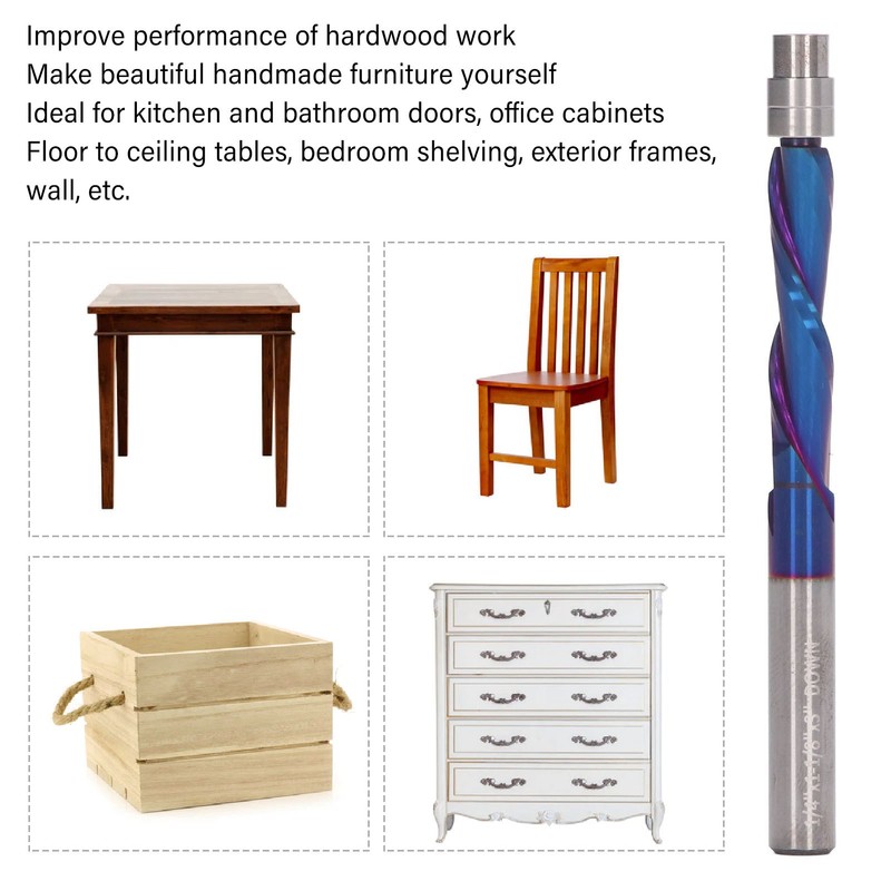 Flush Trim Bit Up Cutter CNC Spiral Milling Router 1/4