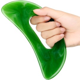 Gua Sha Massage Tool with Handle Resin Massage Tools Lymphatic Drainage Massager Body Shaping Gua Sha Tools for Full Body Men Women Birthday Festival Holiday Present (Green)