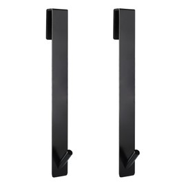 Simtive Extended Shower Door Hooks (10-Inch), Over Door Hooks for Bathroom Frameless Glass Shower Door, Towel Hooks, 2-Pack, Black