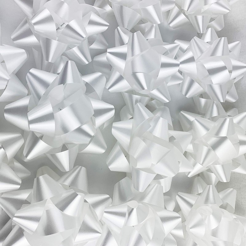 Worlds White Confetti Gift Bows Star Gift Bows for Christmas