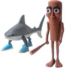 Hlayshing 2 x Italian Brain Red Meme Shark Figures, Tung Tung Tung Sahur Figure, Tralalero Tralala Figure, Italian Brain Red Figures, Brain Red Animals Figurines for Children, Adults