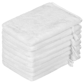 PHOGARY 8 Pack Microfiber Wash Mitts Flannel Soft Wash Mitt Bath Spa Cloth Reusable Makeup Remover Gloves European Style Face Cloth 15x21cm (White)