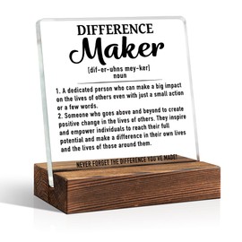 TOUNER Difference Maker Definition Office Decor Sign, Acrylic Desk Wood Plaque, Cool Employee Appreciation Gifts, Difference Maker Gifts for Coach Mentor Leader Boss Teacher, Inspirational Quote Gifts