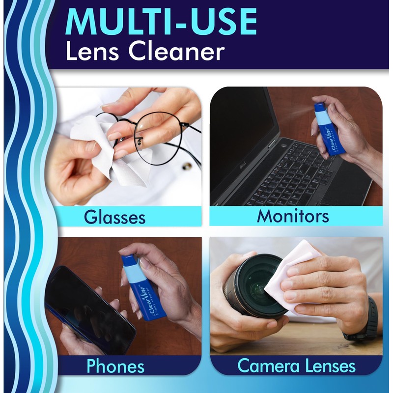 Clear View Lens Cleaner Kit | 2 x 8oz Bottles,