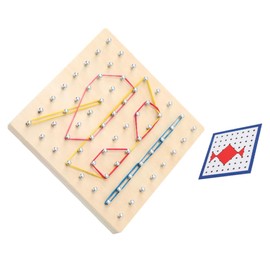 ORFOFE Wooden Geoboard Math Learning Tool with Pattern Cards and Bands Educational Pegboard for Enhances Spatial Awareness and Fine Motor Skills Safe Polished Surface for Primary School