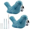 HARSKIYER Bird Shape Ceramic Knobs, 2 Pack Blue Cute Cabinet