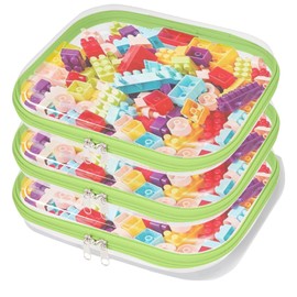 HQEUZ Transparent Bag with Double Zipper, PVC Transparent Toiletry Bag, Waterproof Storage Bag for Travel, Cosmetic Bag, Portable Hard Case Bag for Women and Men, Green, 3 Stk, Mittel, Toiletry bag