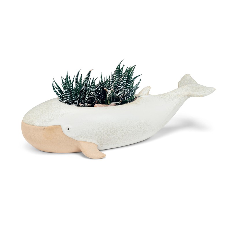 Abbott Collection Long Whale Planter - Stoneware (12" L)