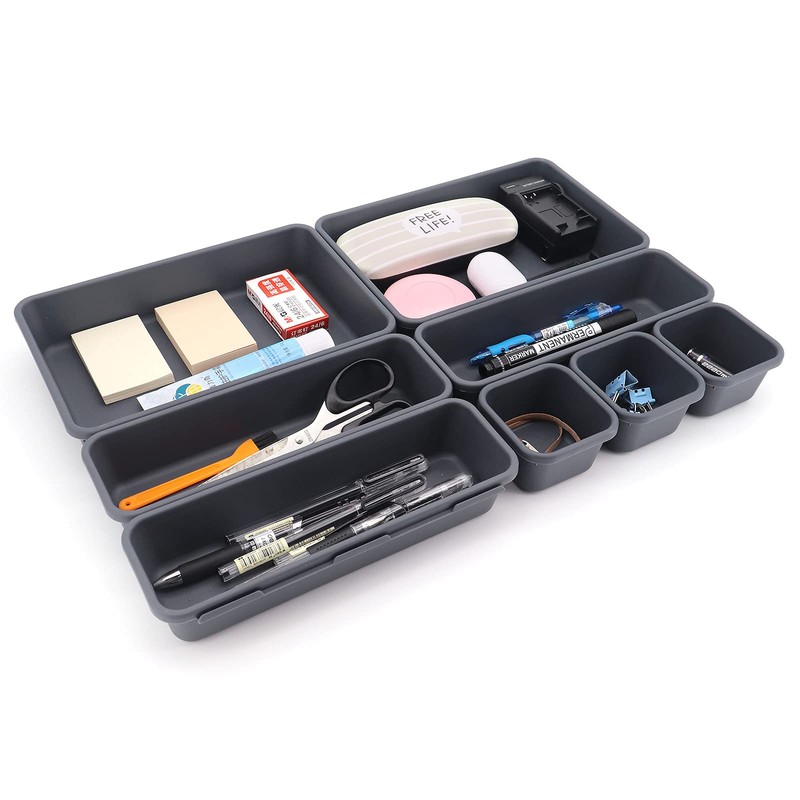 JJoexyfit 8 Pack Desk Drawer Organisers, Interlocking Drawer Dividers with