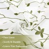 WUBODTI Sage Green Leaf Embroidered Sheer Curtain 72 Inches Long