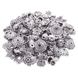 160-210pcs Bali Style Jewelry Making Metal Bead Caps Deluxe New Mix, 100 Gram,Tibetan Silver