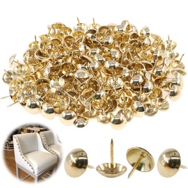 Keadic 250Pcs 5/8" (16mm) Antique Upholstery Tacks Furniture Nails Pins Kit for Upholstered Furniture Cork Board or DIY Projects - Gold
