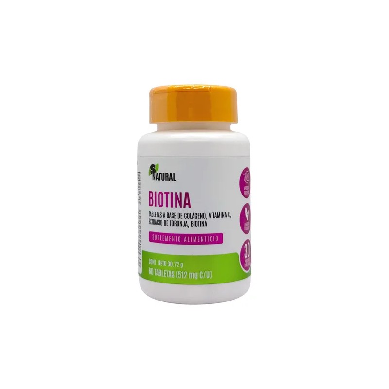 Suplemento Nutricional Vitamina Biotina Colágeno Tabletas Snatural