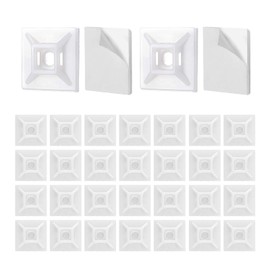 GGFOXLEW 100Pcs Adhesive Zip Tie Mount, 3/4in Cable Tie Mount, Plastic Zip Tie Mounting Squares, Sturdy Zip Tie Sticky Mounting Pads for Desk Cable Organizer (White, 3/4"-100pcs)