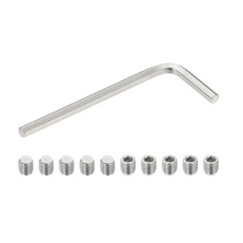 PATIKIL M8x8mm Nylon Tip Grub Screw, 10pcs 304 Stainless Steel Metric Hex Socket Head Cup Point Bolt Anti Slip Internal Hex Drive Hardware with l Key Wrench