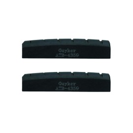 Guyker Acoustic Guitar Bone Nut - 6 String Black Flat Bottom Pre-Slotted Bone Nuts Replacement Parts Accessories for Acoustic Folk Guitar 2 Piece, 43x5x9mm ATB-4359