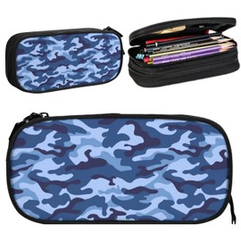 OWCRNEF Adult Black Camo Pencil Case Box, Large Capacity College Pencil Bag Pouch Marker Organizer with 2 Compartments & Durable Zipper