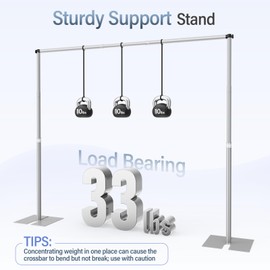 EMART Heavy Duty Backdrop Stand, 10x10Ft Adjustable Pipe and Drape kit with 9.26 LBS Steel Flat Base, Sturdy Metal Diy Photo Background Frame for Parties, Events, Wedding, Photography - Silver