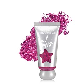 Red Body Glitter Gel, Sparkly Color Changing Under Night Hair Glitter Stick, Long Lasting Non-Sticky Chunky Mermaid Sequins Face Glitter Makeup for Women, Fashion Festival Rave Cosplay Accessories-05