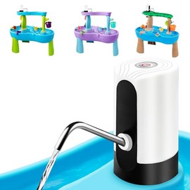 Water Table Pump, Portability Electric Water Pump with USB Data Cable,White Automatic Drinking Water Bottle Pump for Travel, Kitchen, Home, Office