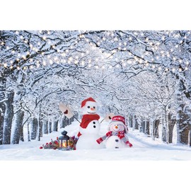 Christmas Snowman Backdrop 7x5ft Outdoor Winter Forests Snowman Photography Background New Year Theme Newborn Adult Portrait Studio Photography Prop