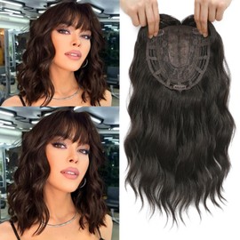 Nexyshe Hair Toppper 14 Inch Hair Toppers for Thinning Hair 6.5''X6.5'' Big Base Hair Pieces for Women Brown Black Hair Extensions