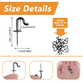 MOROBOR Push Pin Picture Hooks, 30Pcs Thumbtack Hooks Picture Hanging Nails Decorative Picture Hanging Hooks for Home Office Wooden Fabric Wall (Black)