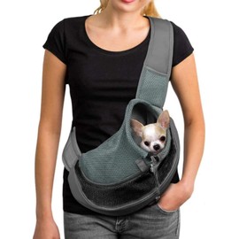 Dog Sling Carrier Hand-Free Puppy Carrier Purse Breathable Mesh Pet Chest Bag Adjustable Outing Pet Travel Sling Bag for Small Dogs Cats Rabbits(Under 10 lbs)