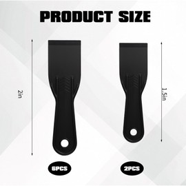 8 PCS Plastic Putty Knife Scraper, Black Flexible Putty Knife Plastic SET, for 3D Printing Resin Removal Spackling Patching Decal(2 Inch and 1.5 Inch)