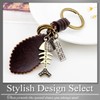 [バズ セレクション] キーリング キーホルダー 魚骨 レザー ブロンズ チャーム メンズ レディース