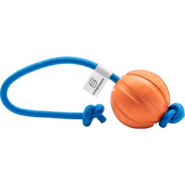 Sprenger Play Ball on Rope - Ball, Water Fun, Fetch Toy for Dogs, Orange, Diameter 7 cm