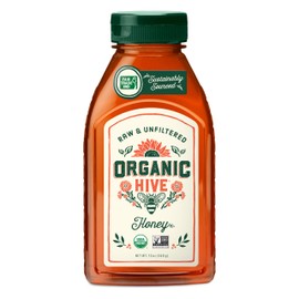 Organic Hive Raw & Unfiltered Organic Honey – 12oz, 100% Pure, USDA Organic Certified, Sourced from Brazil, Natural Sweetness, Ideal for Tea, Baking, and Cooking