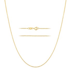 KISPER 24k Gold Cable Link Chain Necklace – Thin, Dainty, Gold Plated Stainless Steel Jewelry for Women & Men with Spring Ring Clasp, 30”