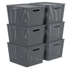 Gainhope 6-Pack Large Plastic Storage Baskets with Lid, 13.98" x